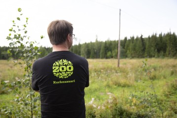 Korkeasaari Zoo staff visiting the Mikkeli carbon sink, where trees have been planted to compensate the flights of zoo's staff and animal transportations